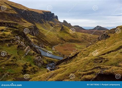 Landscape Around Quiraing Isle Of Skye Scotland United Kingdom Stock