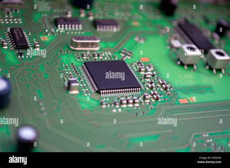 Detail Of Integrated Circuit Board With Chip Stock Photo Alamy