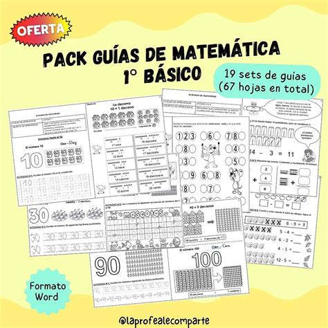 Pack Guías Matemática 1 básico laprofealecomparte salduu