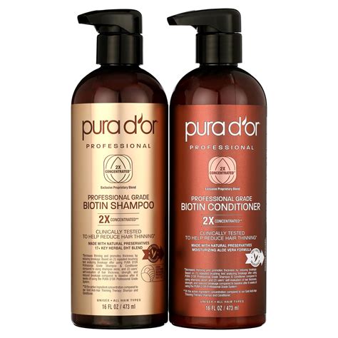 Pura Dor Professional Grade Anti Thinning Biotin Shampoo And Conditioner Set 16 Fl Oz X 2