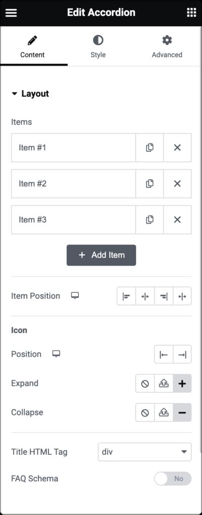 Accordion Widget With Nested Elements Elementor