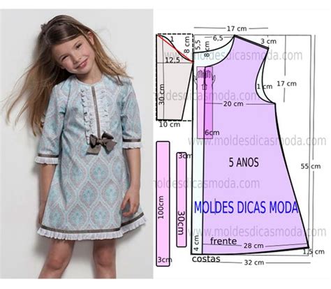 Moldes de Vestido Infantil para Imprimir Grátis