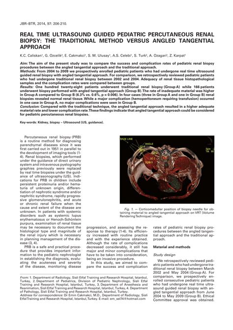 Pdf Real Time Us Guided Pediatric Percutaneous Renal Biopsy The