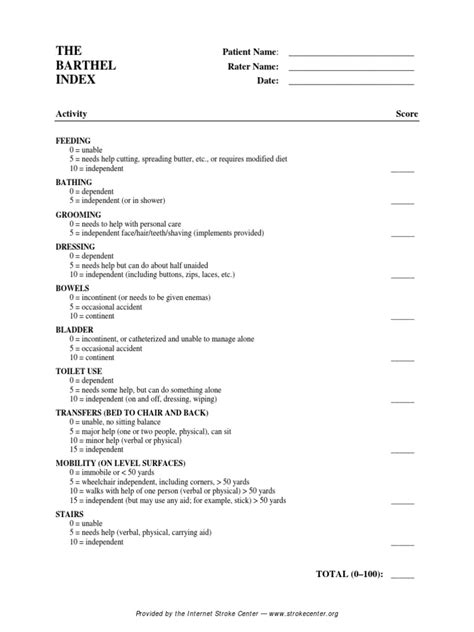 Barthel Indexpdf Medical Specialties Health Care