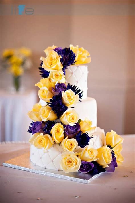 Wedding Cake White Yellow And Purple Delight Photo By