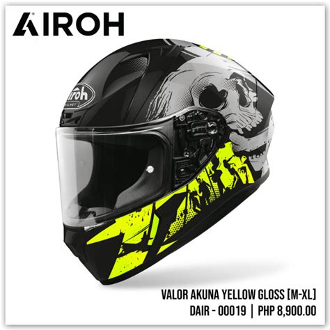 Airoh Valor Akuna Yellow Gloss Full Face Helmet M Xl Made In Italy