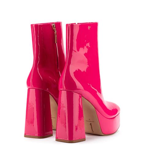 Dolly Boot In Pink Patent Leather Larroude