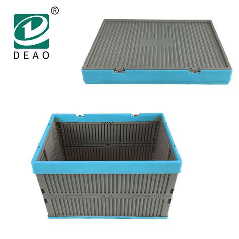 Plastic Moving Foldable Crate Logistic Turnover Crate Attached Lid