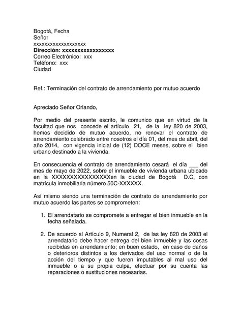 Total Imagen Modelo De Terminaci N De Contrato De Arrendamiento Por