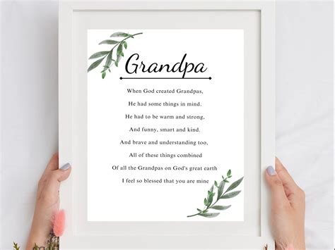 Grandpa Poem For Grandpa On Fathers Day Printable Birthday Card Gift