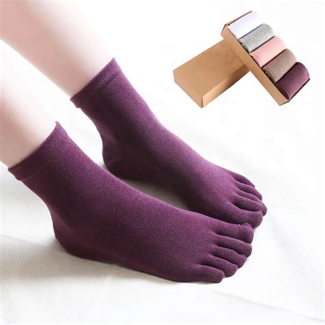 Chaussettes Bout En Coton Pour Femmes Paires Couleur Unie Noir