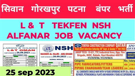 Urgent Requirement Bigg Vacancy Nsh In Saudi Tekfen New Project In