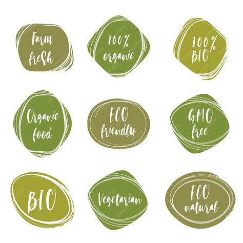 Premium Vector Eco Bio Vegan Food Stickers Template Logo With Leaves For Organic And Eco