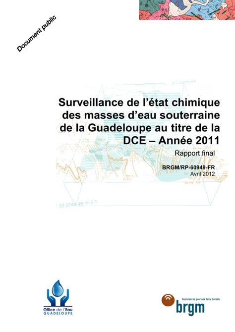 Surveillance de létat chimique des masses deau souterraine de la