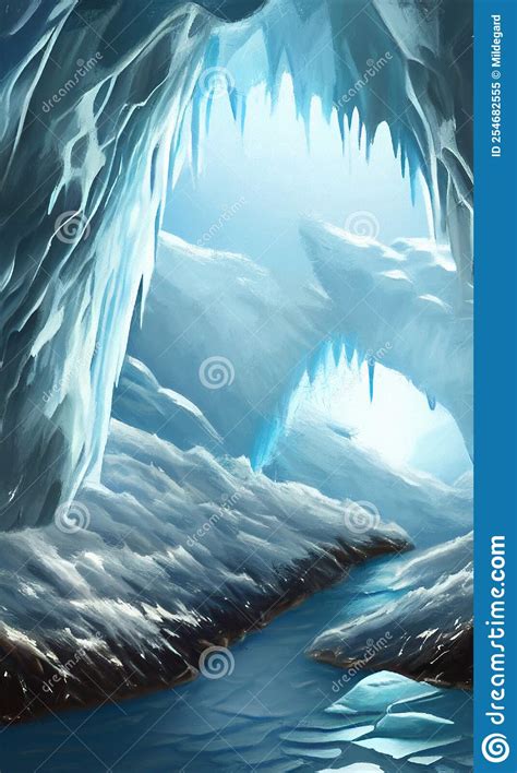 Ice Cave Entrance Fantasy Landscape Stock Illustration Illustration