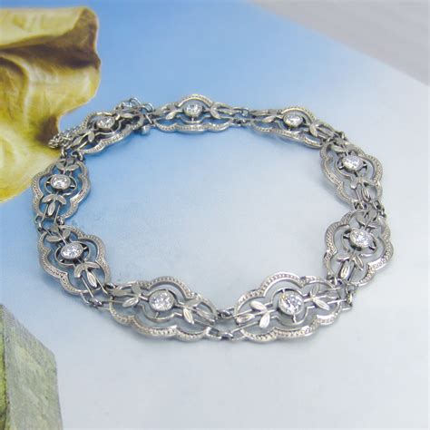 edwardian bezel set diamond bracelet platinum   bavier brook