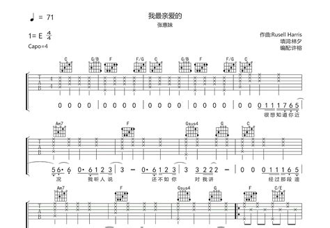 我最亲爱的吉他谱张惠妹c调弹唱60专辑版 吉他世界