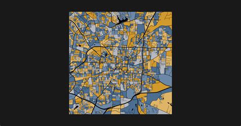 Greensboro Map Pattern In Blue And Gold Greensboro Map T Shirt