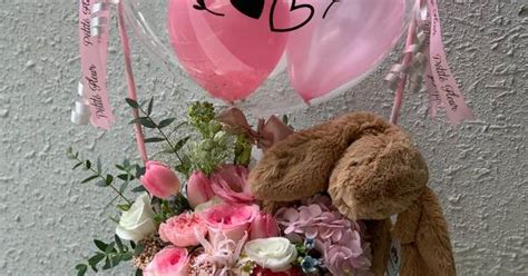 Hot Air Balloon Jellycat Bunny Fresh Flowers Petite Fleur