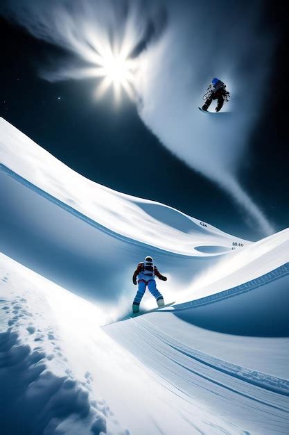 Premium Ai Image Astronaut Snowboarding On The Moon Action Space Shot Nasa Snow Sports