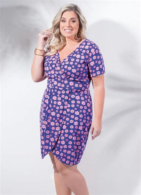 Marguerite Vestido Decote Transpassado Floral Plus Size Plus Size