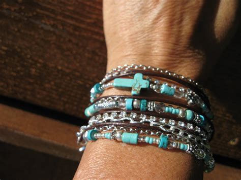 Turquoise Leather Wrap Bracelet Boho Western Endless Etsy Uk