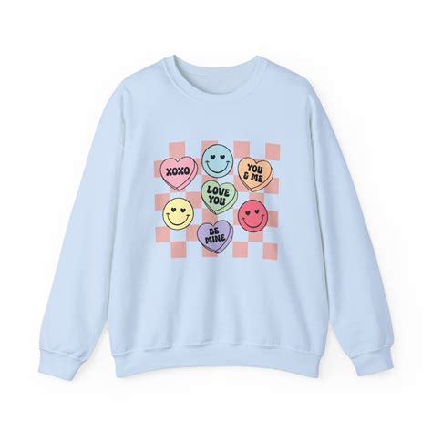 Valentine Heart And Smiley Sweatshirt Retro Love Happy Valentines Day