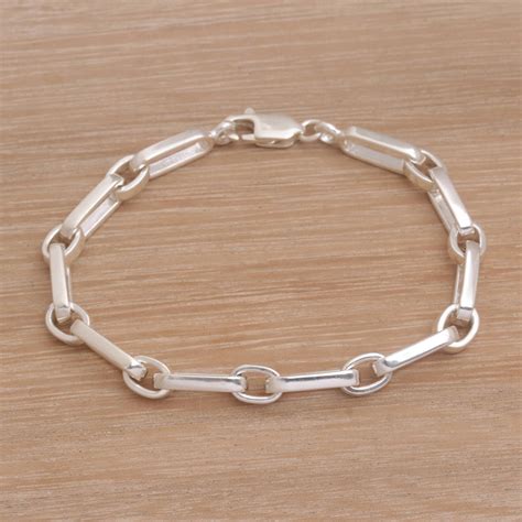 Handmade Sterling Silver Link Bracelet From Bali Unified Novica