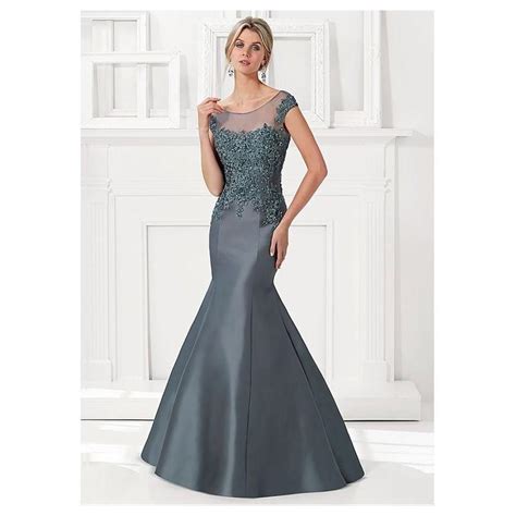 Chic Tulle Satin Bateau Neckline Floor Length Mermaid Mother Of The