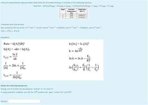 Solved Using The Experimental Data Provided Determine The Chegg