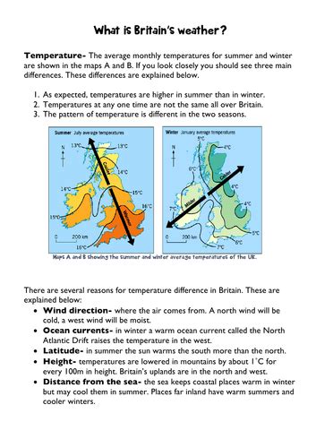 British Weather Climate Temperature Rainfall Ks3 Geography L8 9 Teaching Resources