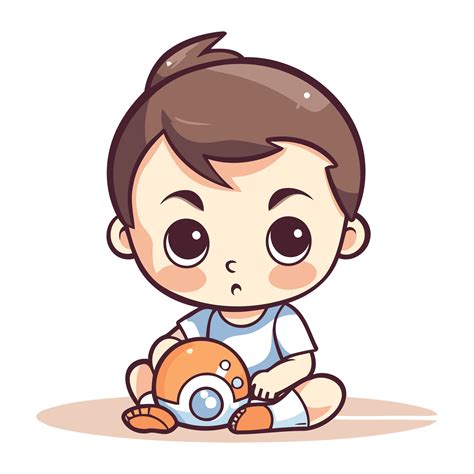 Cute baby boy playing with toys. Vector illustration in cartoon style. 32922055 Vector Art at ...