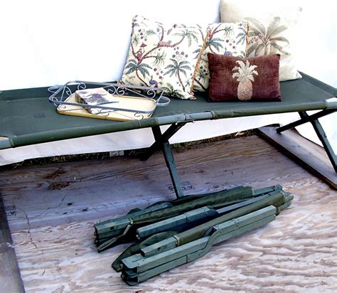 Vintage Army Cot 1960s Military Canvas Cot Folding Camp Bed Etsy