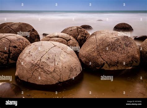 The Moeraki Boulders Otago Coast South Island New Zealand Stock