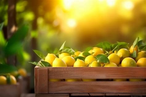 Limones En Caja De Madera Creados Con Ia Generativa Foto Premium