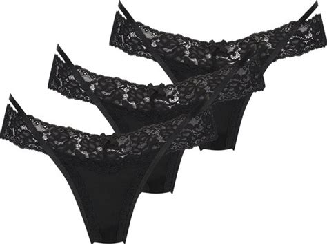 Hunkemöller Dames Lingerie pack extra lage v string Elliena Zwart maat L bol
