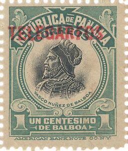 Stamp Vasco N Ez De Balboa Panama Telegraphs Overprinted