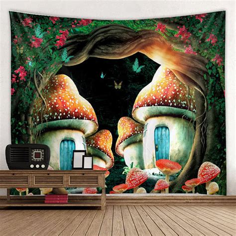 Mushroom Tapestry Butterfly Tapestry Floral Tapestry Leaves Etsy