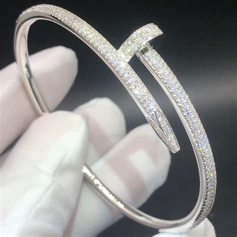 Cartier Juste Un Clou Bracelet Custom Made In Solid 18K White Gold Pave