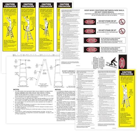 Step Ladder Safety Labels Stickers Compatible With Werner Fiberglass