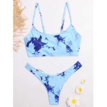 Emmiol Free Shipping 2024 Tie Dye Bikini Set Blue S In Bikini Sets