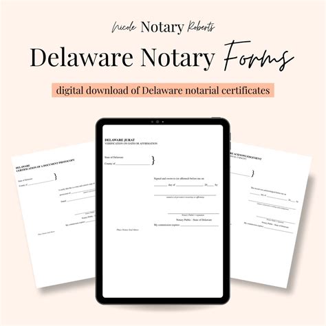 Delaware Jurat Acknowledgment And Certified Photocopy Forms For