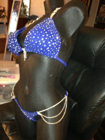 Style Blue Bikini Competition Suit Rhinestone Connectors