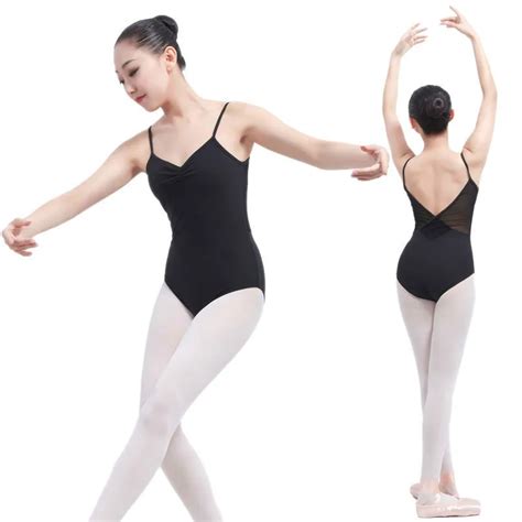 Adult Gymnastics Leotard Black Mesh Dance Leotards Backless Sleeveless