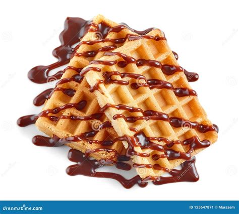 Waffles With Chocolate Sauce Stock Image Image Of Cookie Square