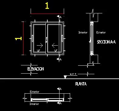 Ventanas De Aluminio Corrediza En Dwg Kb Librer A Cad