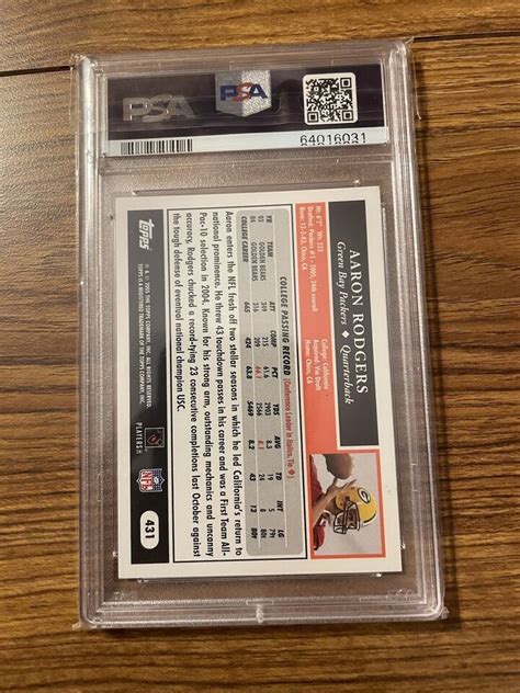 2005 Topps Aaron Rodgers Rookie Card 431 PSA 9 MINT Green Bay