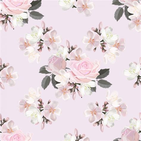 Premium Vector | Pink flower seamless pattern vector illustration