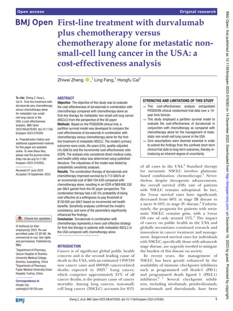 Pdf First Line Treatment With Durvalumab Plus Chemotherapy Versus Chemotherapy Alone For