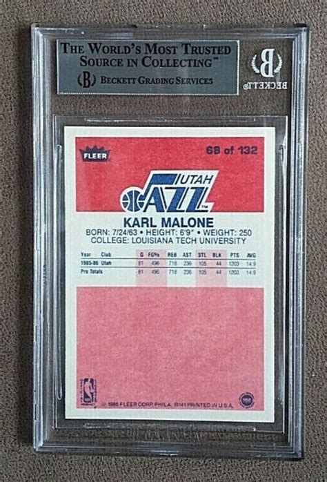 Fleer Basketball Karl Malone Rookie Card Bgs Graded